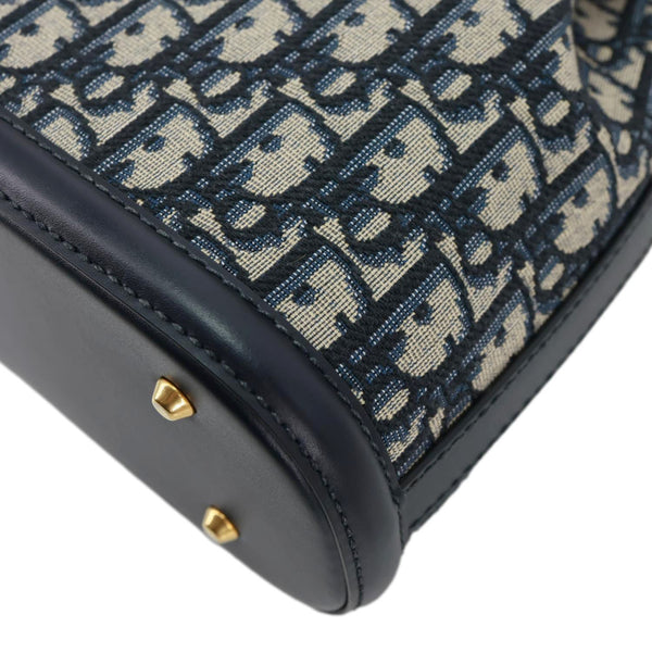 CHRISTIAN DIOR C'est Dior Medium Oblique Calfskin Bucket Bag Navy Blue