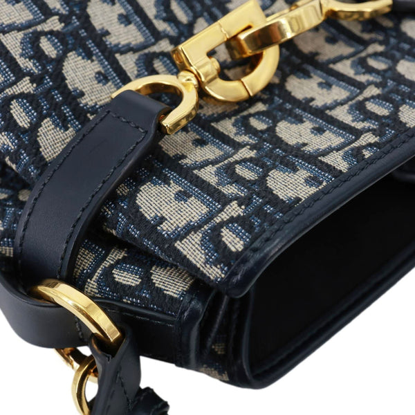 CHRISTIAN DIOR C'est Dior Medium Oblique Calfskin Bucket Bag Navy Blue