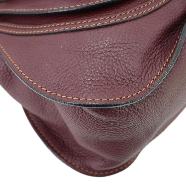 CHLOE Marcie Medium Grained Calfskin Satchel Bag Burgundy