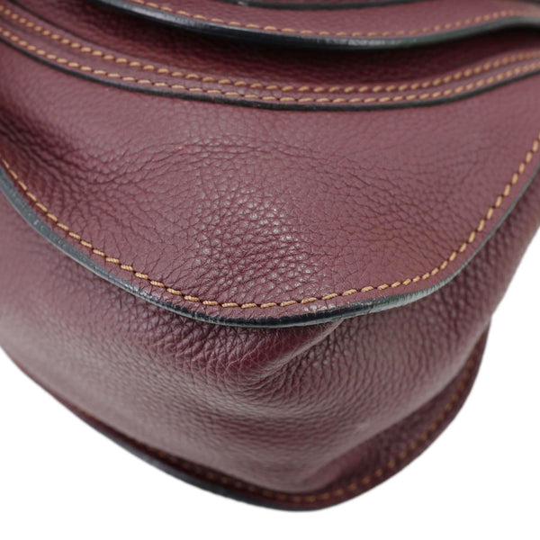CHLOE Marcie Medium Grained Calfskin Satchel Bag Burgundy