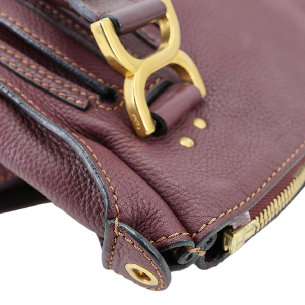 CHLOE Marcie Medium Grained Calfskin Satchel Bag Burgundy