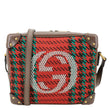 GUCCI Houndstooth Stripe Interlocking G Trunk Shoulder Bag Red 626363