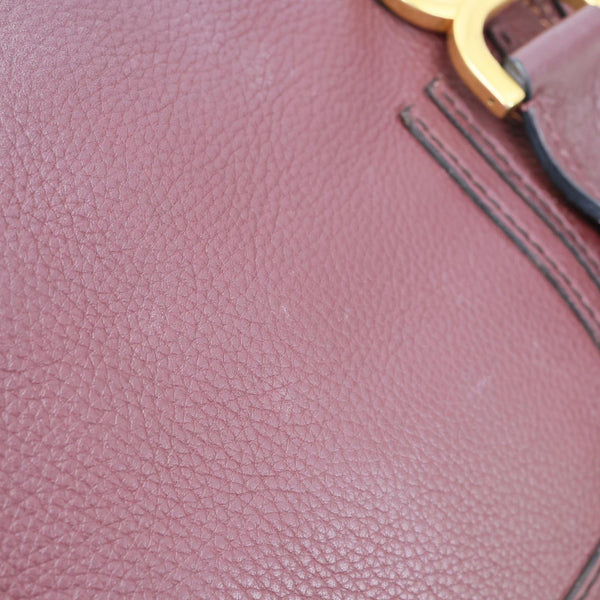 CHLOE Marcie Medium Grained Calfskin Satchel Bag Burgundy