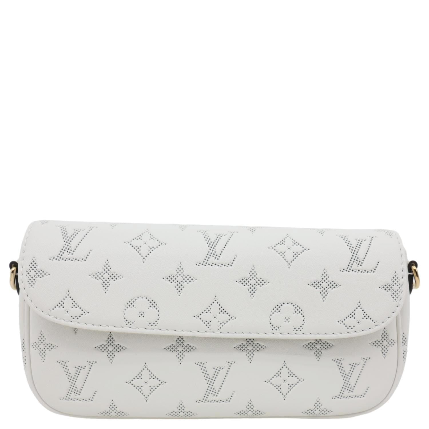 LOUIS VUITTON Ivy Perforated Monogram Flower Wallet On Chain White