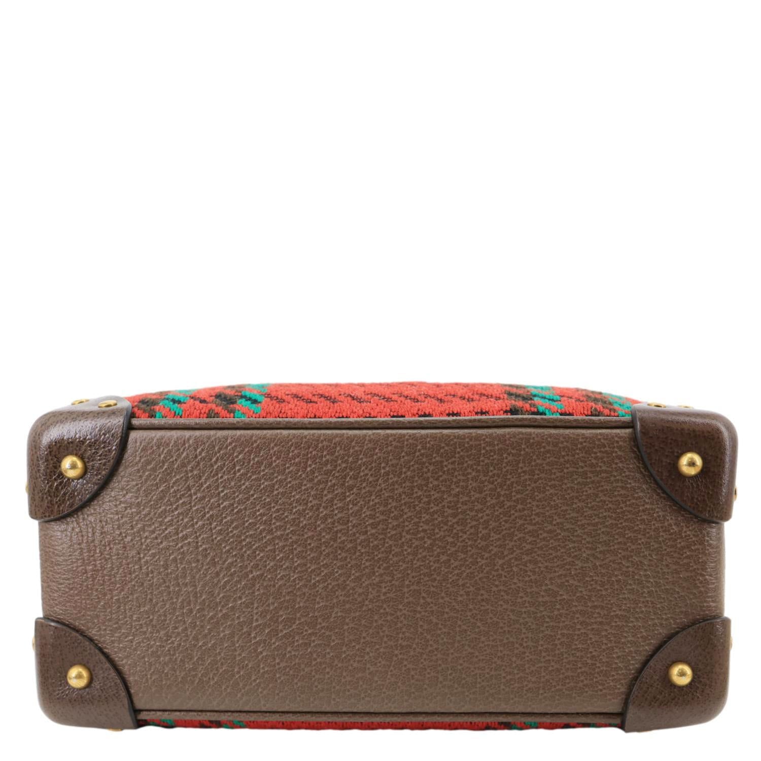 GUCCI Houndstooth Stripe Interlocking G Trunk Shoulder Bag Red 626363