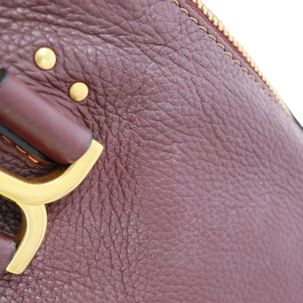 CHLOE Marcie Medium Grained Calfskin Satchel Bag Burgundy