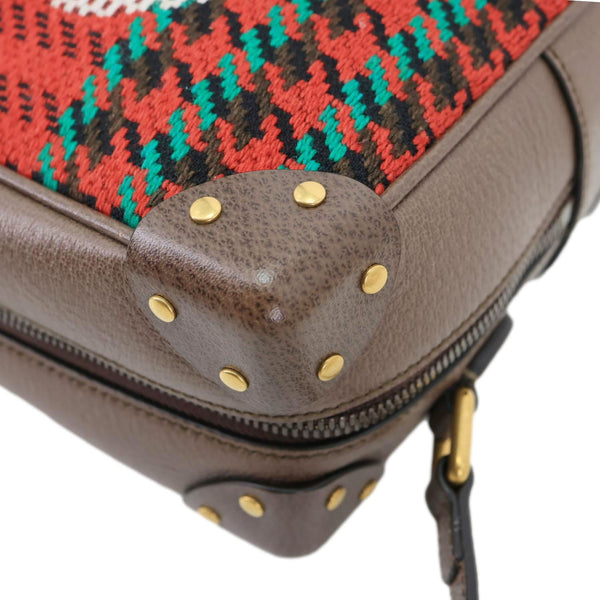 GUCCI Houndstooth Stripe Interlocking G Trunk Shoulder Bag Red 626363