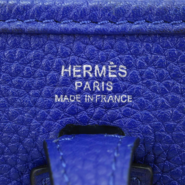 HERMES Evelyne TPM Clemence Leather Crossbody Bag Blue