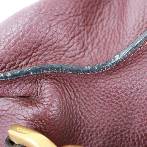 CHLOE Marcie Medium Grained Calfskin Satchel Bag Burgundy