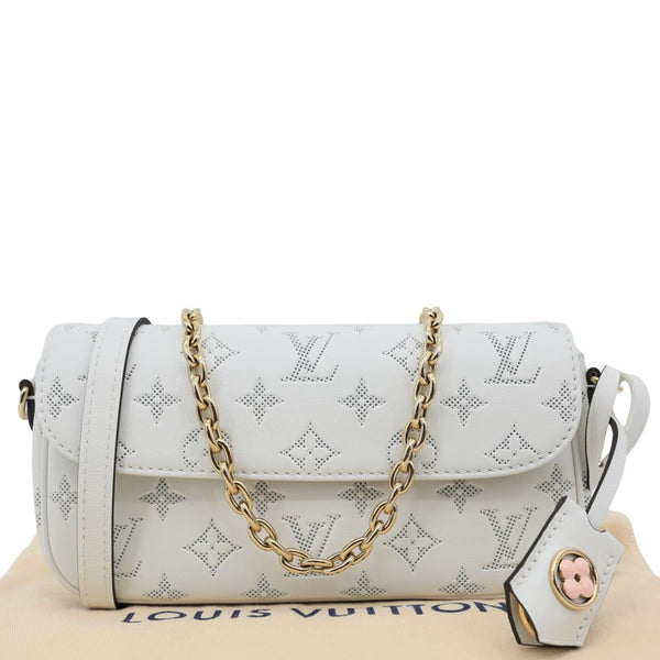 LOUIS VUITTON Ivy Perforated Monogram Flower Wallet On Chain White
