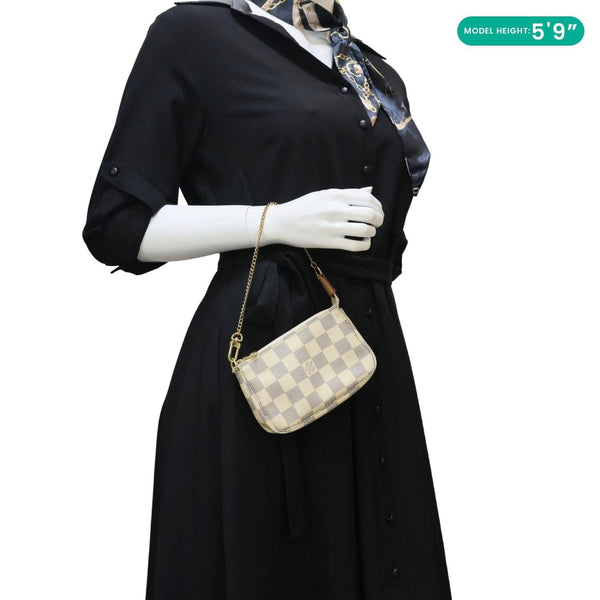 LOUIS VUITTON Pochette Accessoires Mini Damier Azur Pouch White