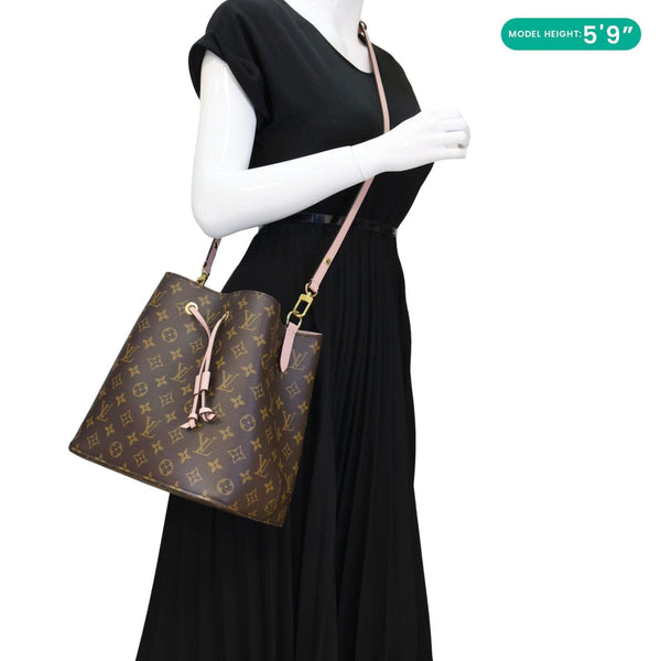 Louis Vuitton Neonoe MM  Pink Monogram Canvas Shoulder Bag - Model Wearing