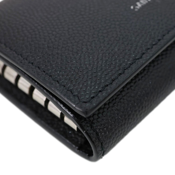 YVES SAINT LAURENT Multicles Grain De Poudre Leather 6 Keys Holder Black