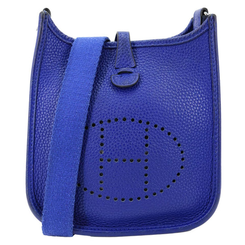 HERMES Evelyne TPM Clemence Leather Crossbody Bag Blue