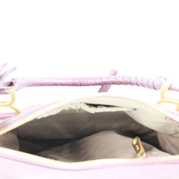 CHLOE Marcie Medium Grained Calfskin Satchel Bag Burgundy