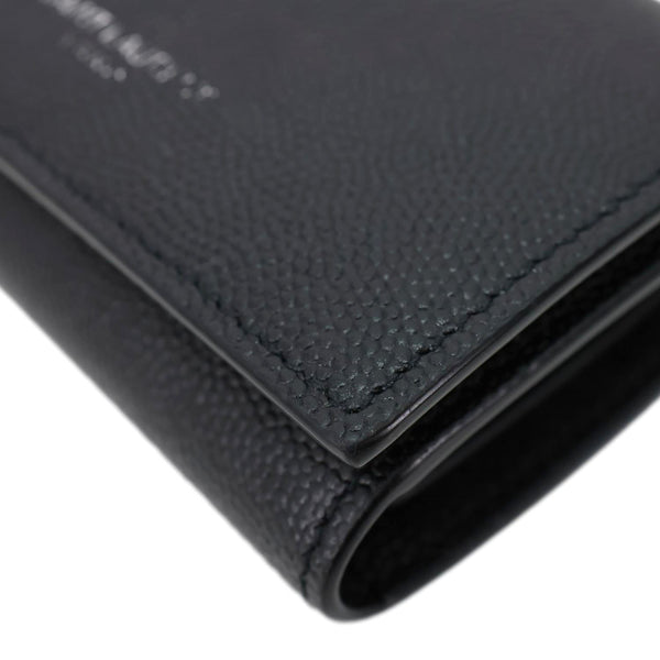 YVES SAINT LAURENT Multicles Grain De Poudre Leather 6 Keys Holder Black