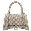 BALENCIAGA X GUCCI Hourglass Small GG Supreme Monogram Top Handle Shoulder Bag Beige 681697