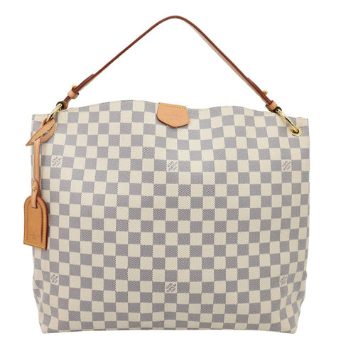LOUIS VUITTON Graceful MM Damier Azur Hobo Bag Rose Ballerine