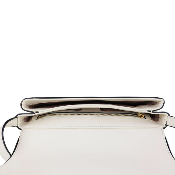 GUCCI Arli Small Smooth Leather Shoulder Bag White 550129
