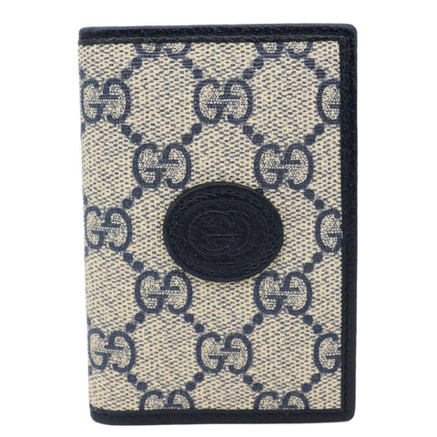 GUCCI Retro Interlocking G Monogram Supreme Canvas Card Case Beige 699267