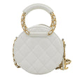 CHANEL In The Loop Round Caviar Leather Clutch Crossbody Bag White