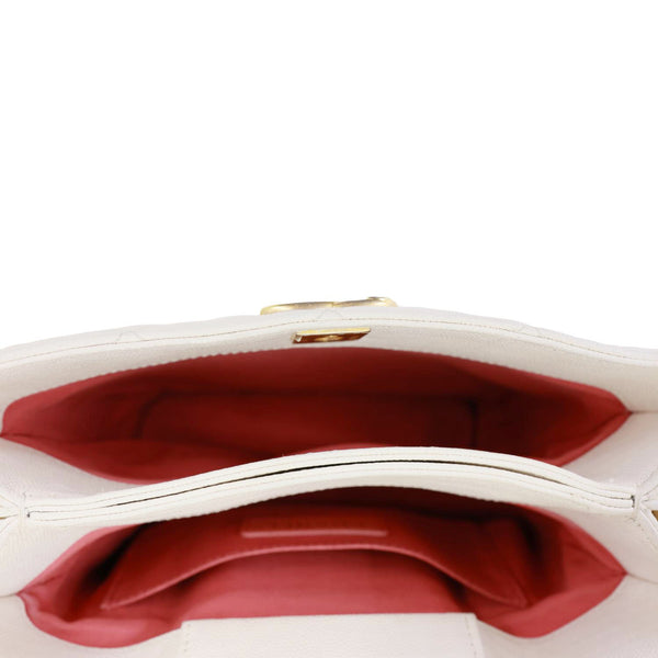 CHANEL Quilted Caviar Leather Bucket Hobo Bag White