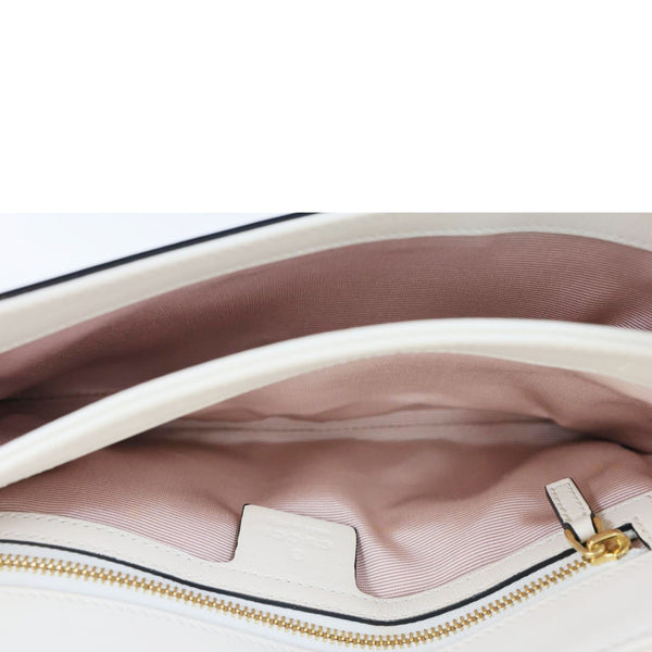 GUCCI Arli Small Smooth Leather Shoulder Bag White 550129