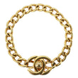 CHANEL 1996 CC Turn Lock Metal Chain Bracelet Gold