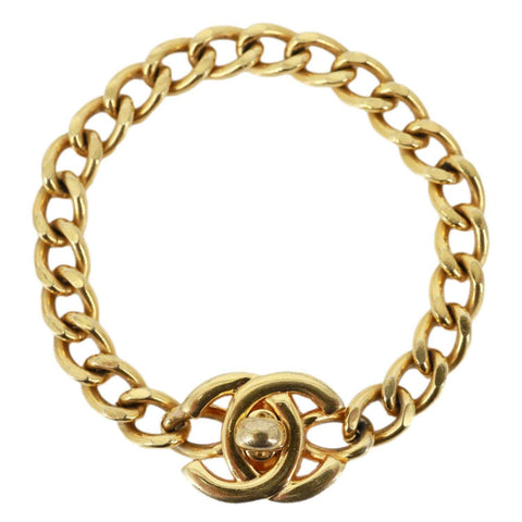 CHANEL 1996 CC Turn Lock Metal Chain Bracelet Gold