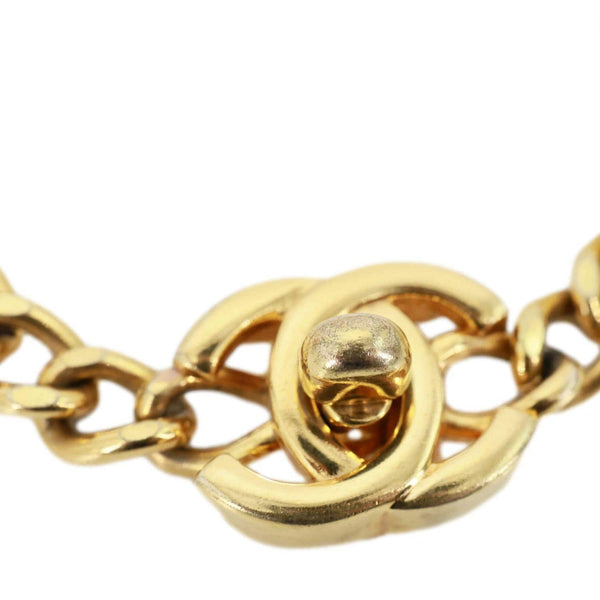 CHANEL 1996 CC Turn Lock Metal Chain Bracelet Gold