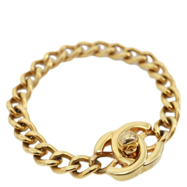 CHANEL 1996 CC Turn Lock Metal Chain Bracelet Gold