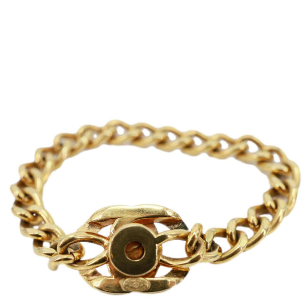 CHANEL 1996 CC Turn Lock Metal Chain Bracelet Gold