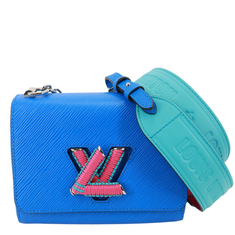 LOUIS VUITTON Twist PM Braided Handle Epi Leather Shoulder Bag Blue