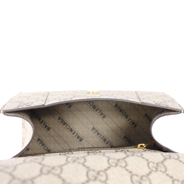 BALENCIAGA X GUCCI Hourglass Small GG Supreme Monogram Top Handle Shoulder Bag Beige 681697