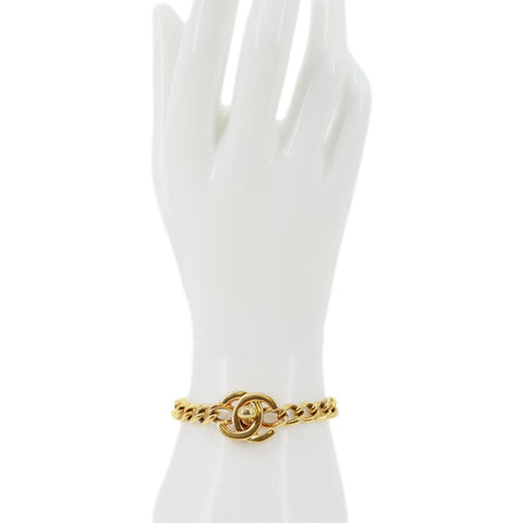 CHANEL 1996 CC Turn Lock Metal Chain Bracelet Gold