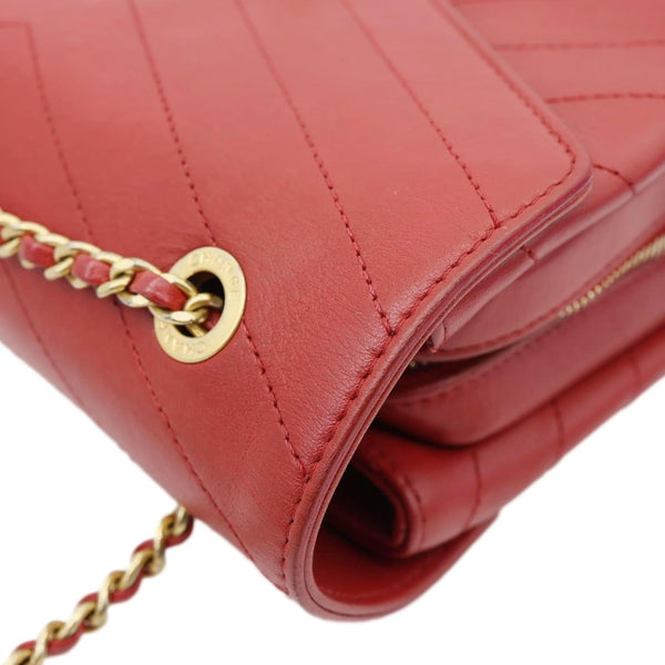 Chanel Chevron Lambskin Coco Envelope Flap Crossbody Bag Red