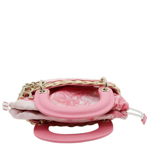 CHRISTIAN DIOR Lady Dior Wicker Oblique Shoulder Bag Fluorescent Pink