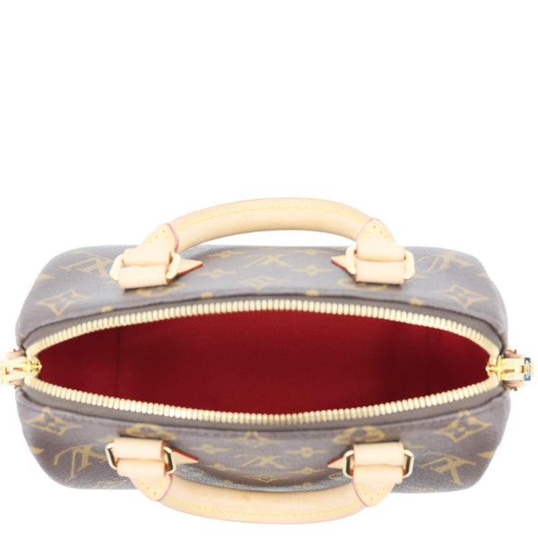 Louis Vuitton Speedy 20 Monogram Canvas Crossbody Bag Brown