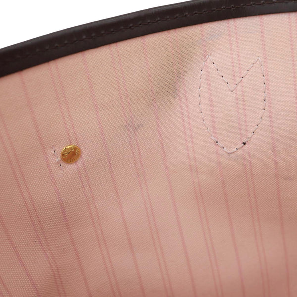 LOUIS VUITTON Neverfull MM Damier Ebene Tote Bag Rose Ballerine