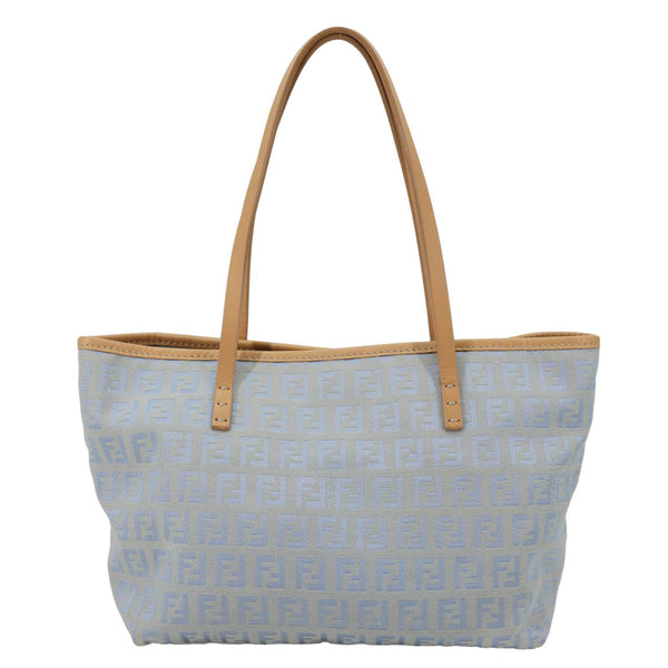 FENDI Zucchino Monogram Canvas Roll Tote Bag Blue