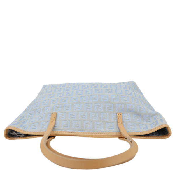FENDI Zucchino Monogram Canvas Roll Tote Bag Blue