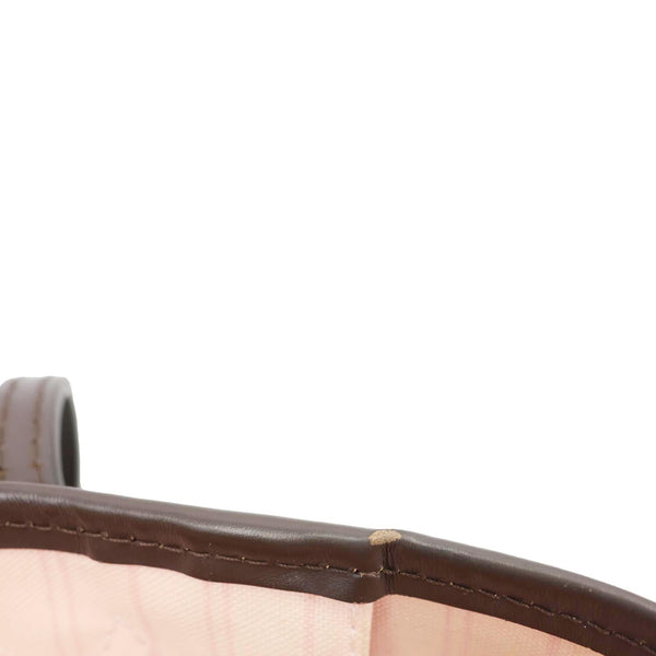 LOUIS VUITTON Neverfull MM Damier Ebene Tote Bag Rose Ballerine