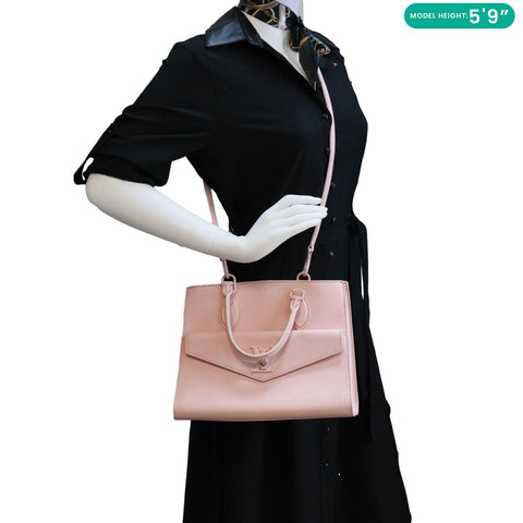 LOUIS VUITTON Lockme Tote PM Monochrome Soft Calfskin Leather Tote Bag Pink