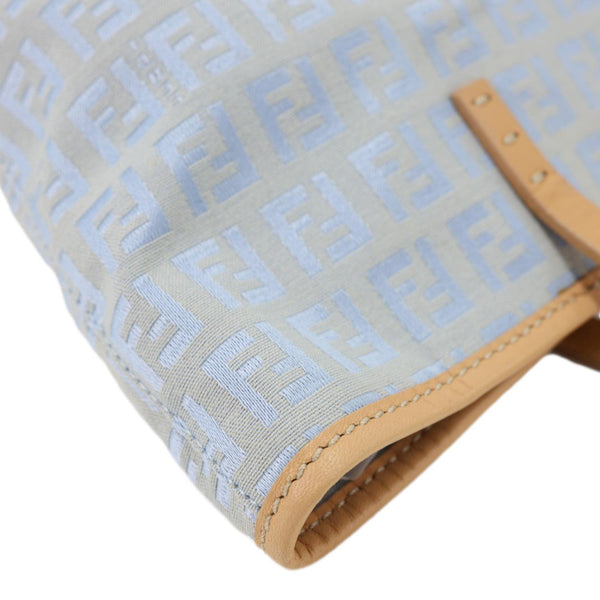 FENDI Zucchino Monogram Canvas Roll Tote Bag Blue