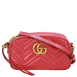 GUCCI GG Marmont Small Calfskin Matelasse Leather Crossbody Bag Red 447632