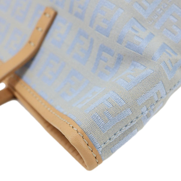 FENDI Zucchino Monogram Canvas Roll Tote Bag Blue