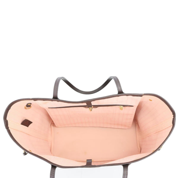 LOUIS VUITTON Neverfull MM Damier Ebene Tote Bag Rose Ballerine