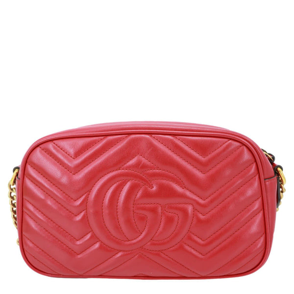 GUCCI GG Marmont Small Calfskin Matelasse Leather Crossbody Bag Red 447632