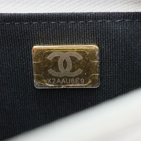 CHANEL WOC Calfskin Leather Top Handle Crossbody Bag Metallic Silver