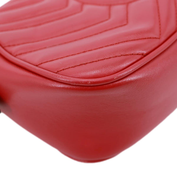 GUCCI GG Marmont Small Calfskin Matelasse Leather Crossbody Bag Red 447632